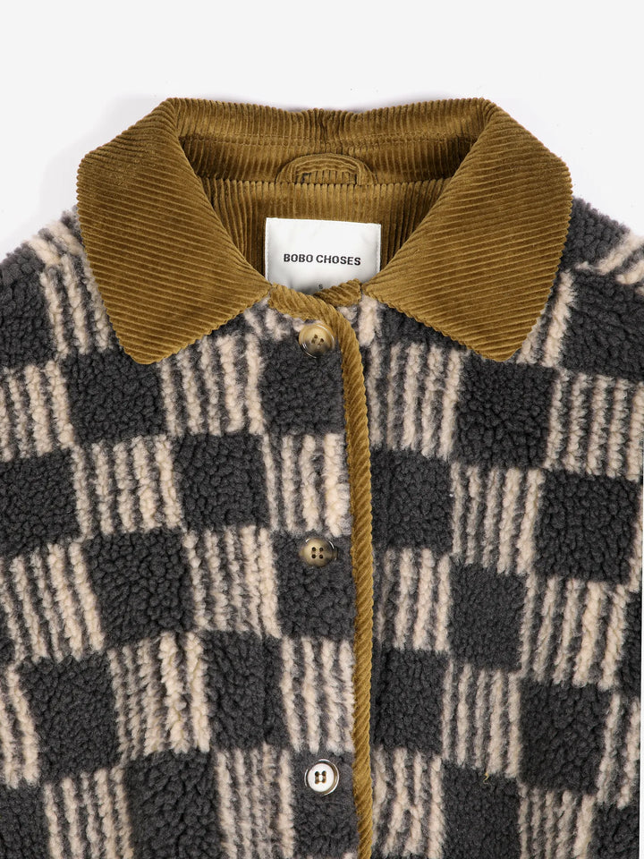 Almost Moiré all over sherpa jacket