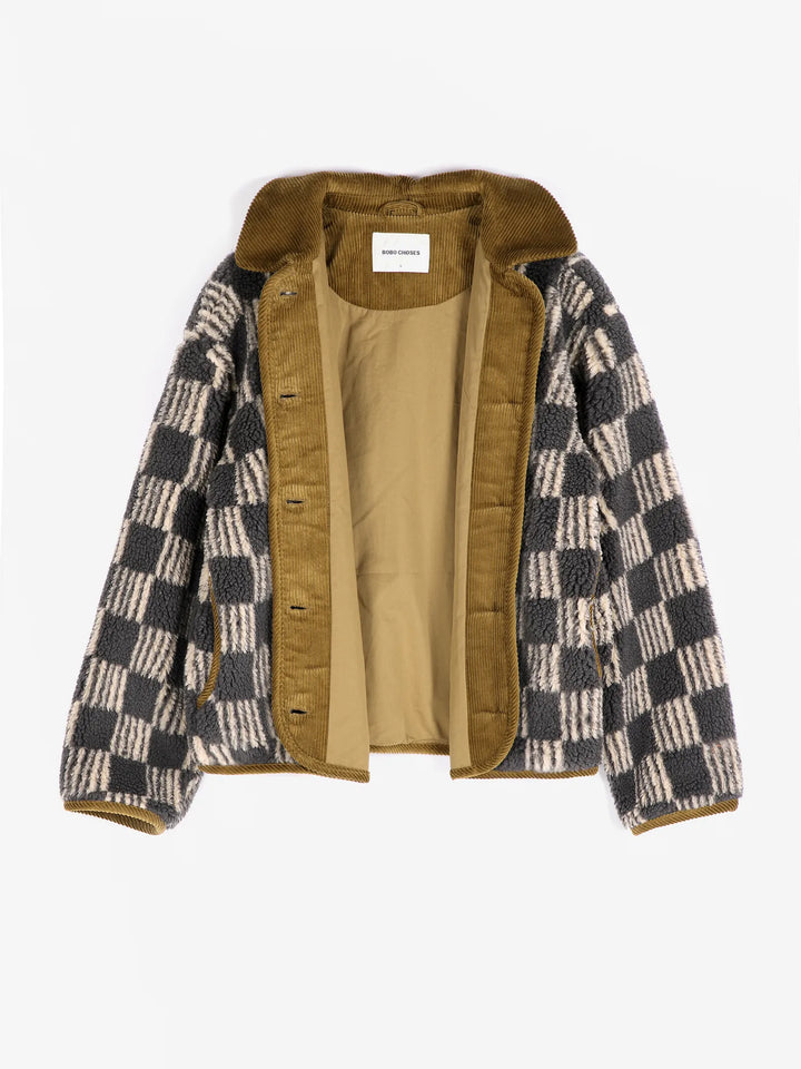 Almost Moiré all over sherpa jacket