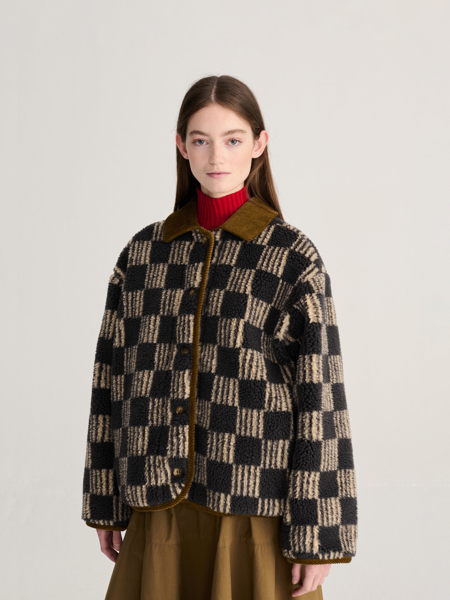 Almost Moiré all over sherpa jacket