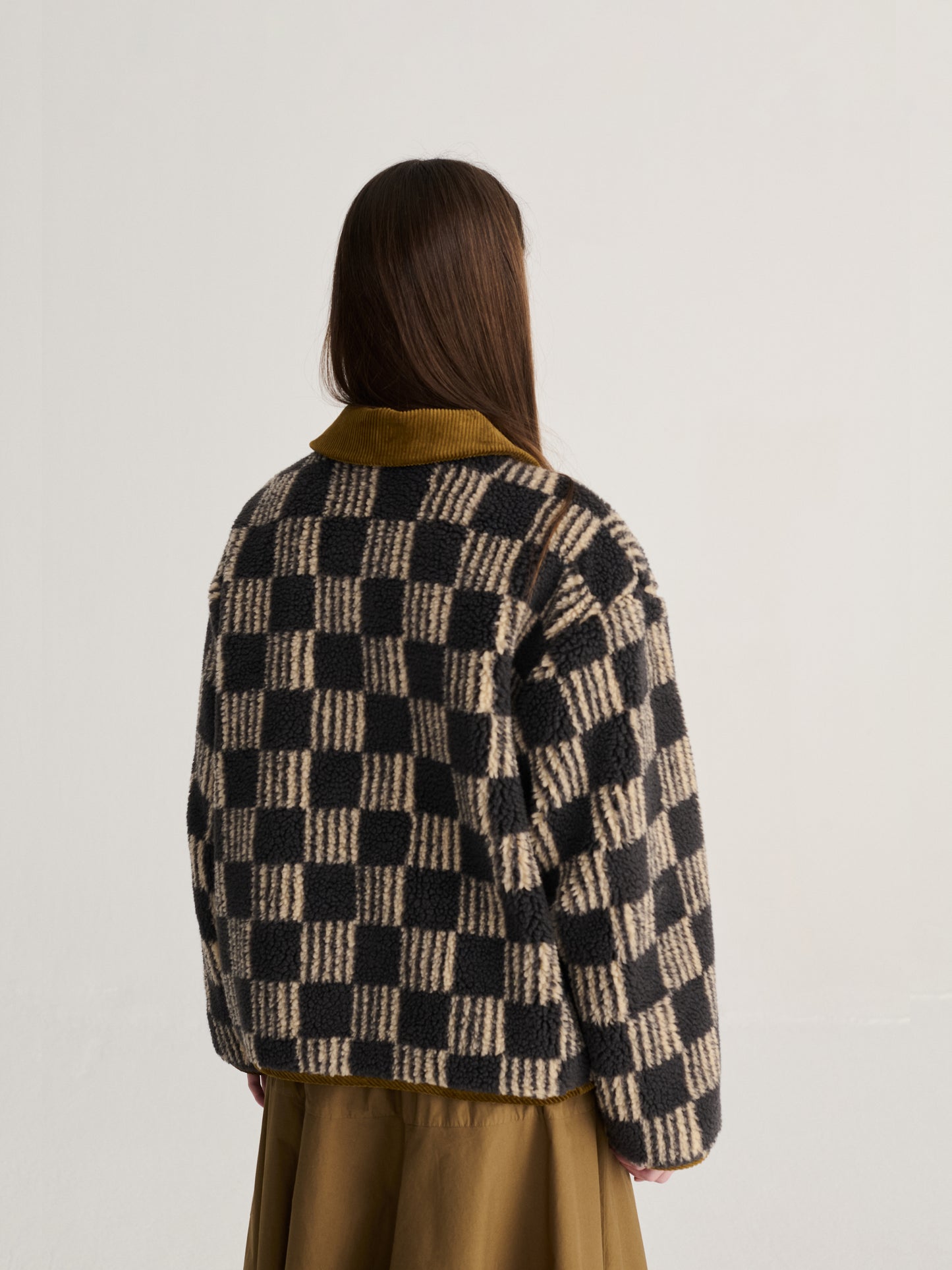 Almost Moiré all over sherpa jacket