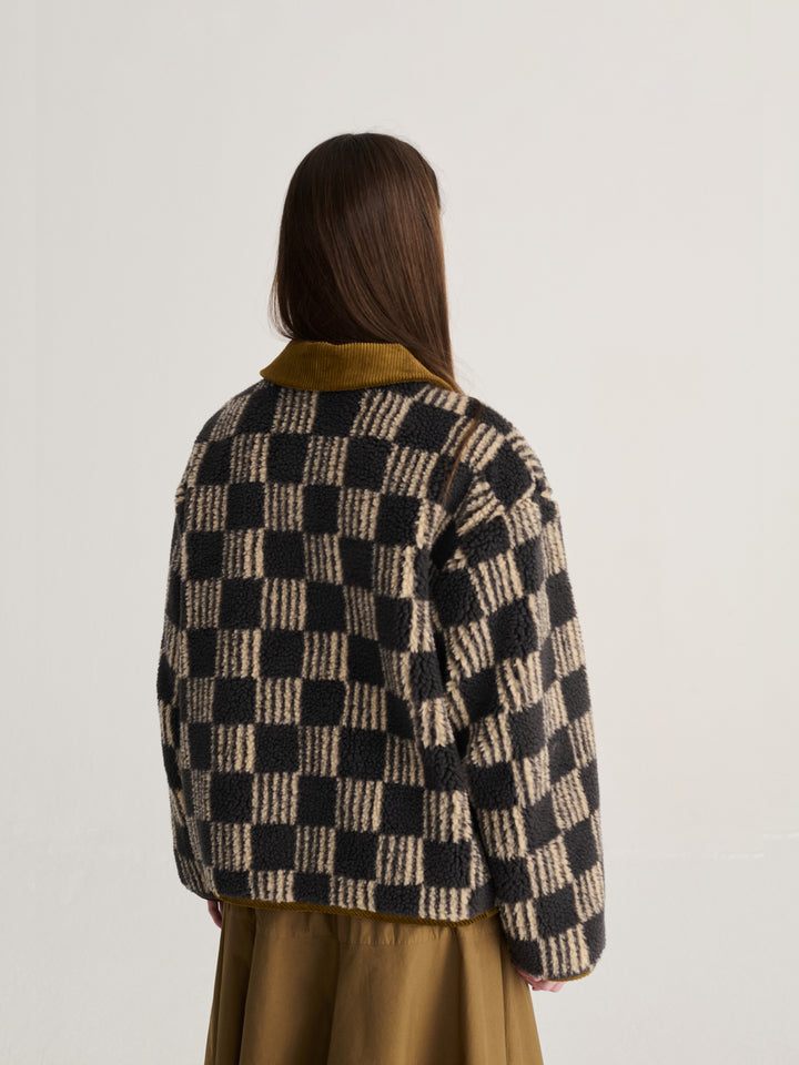 Almost Moiré all over sherpa jacket