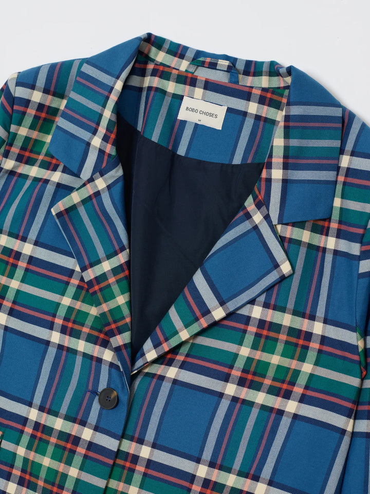 Tartan flannel cotton blazer