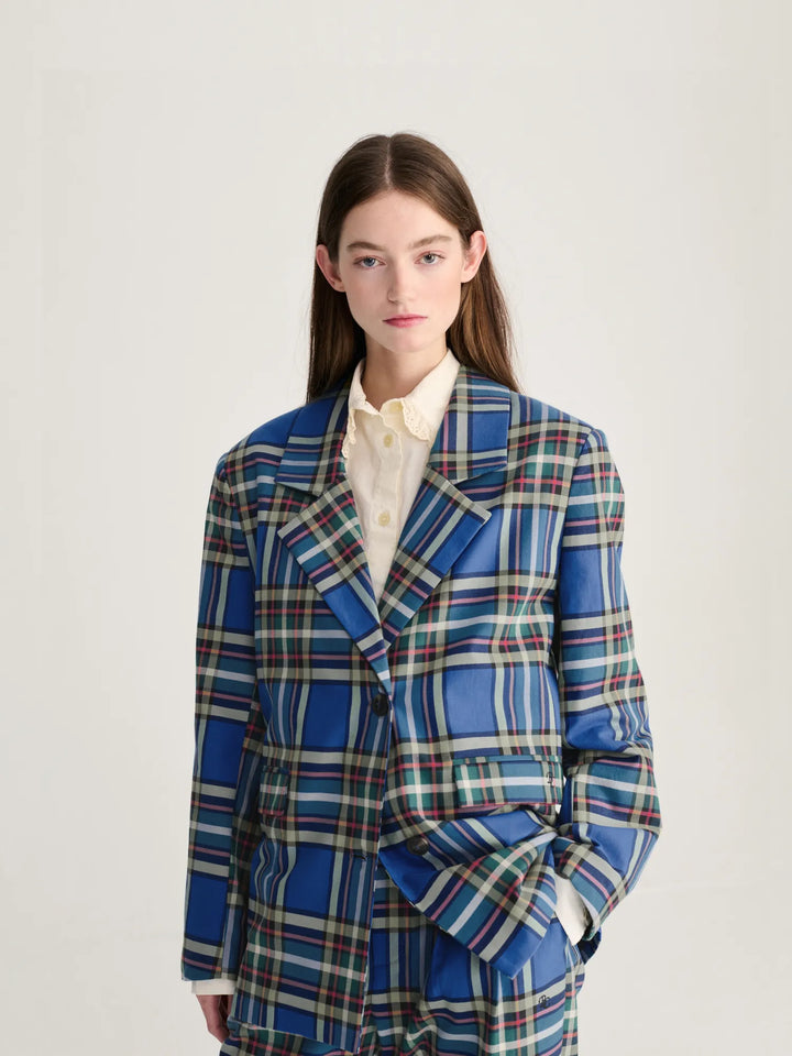 Tartan flannel cotton blazer