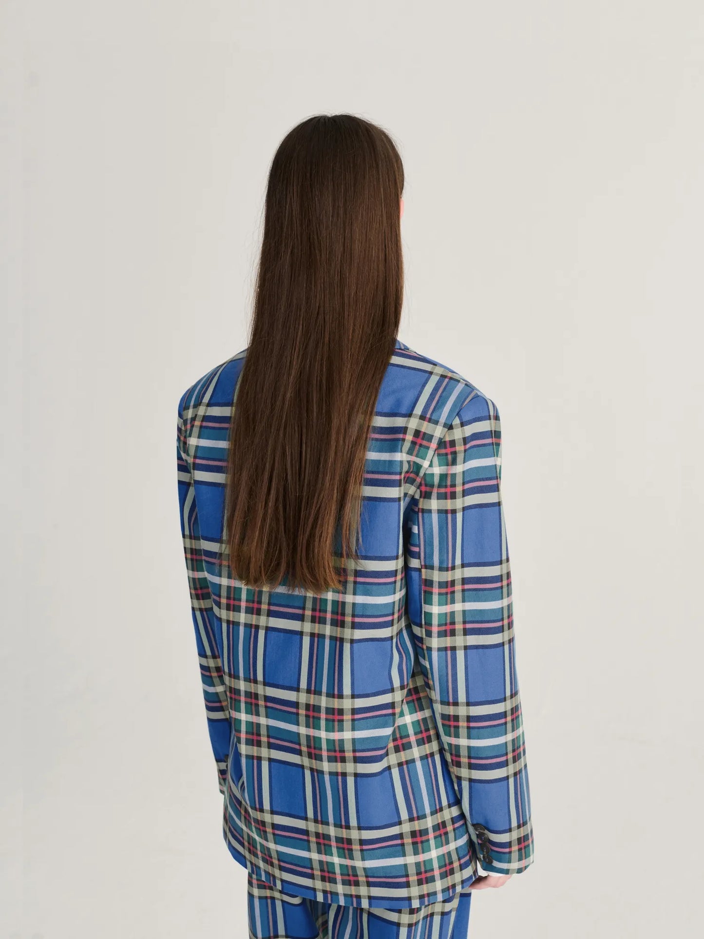 Tartan flannel cotton blazer