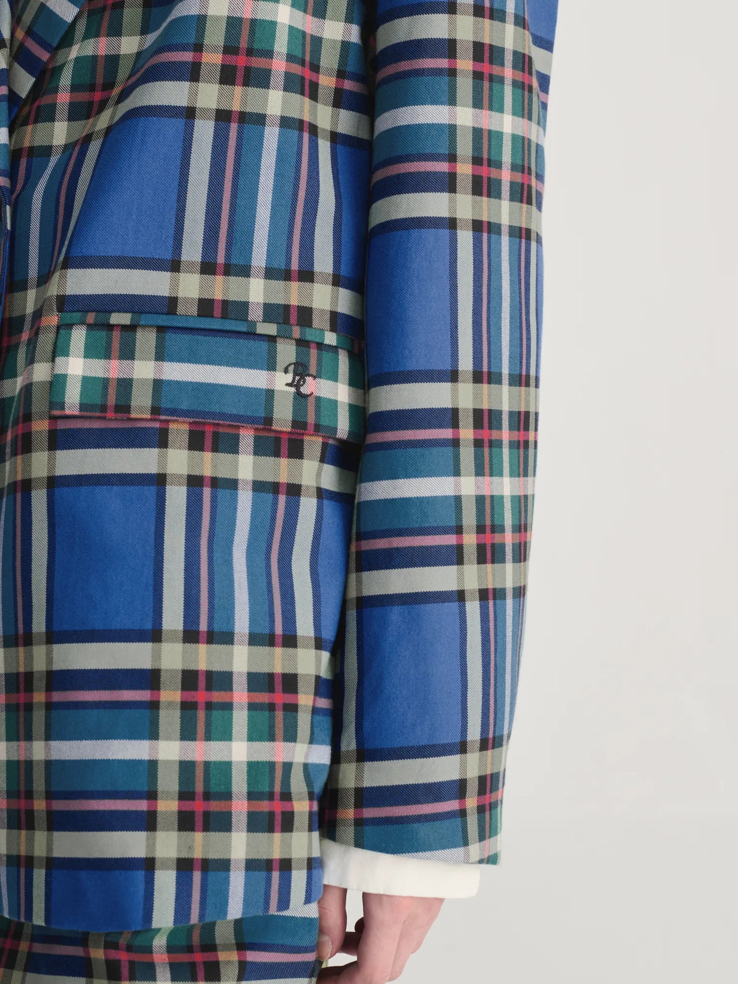 Tartan flannel cotton blazer