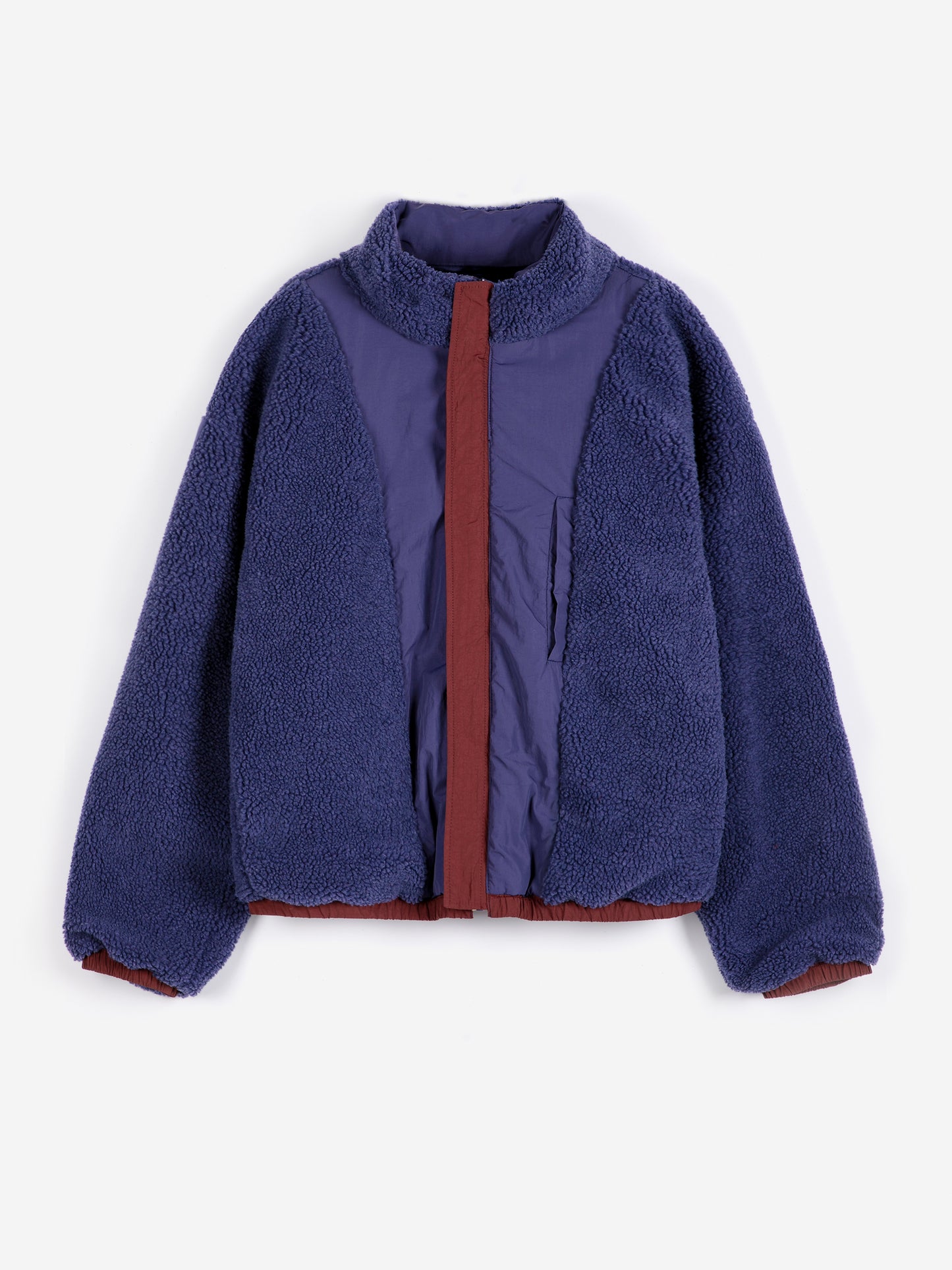 Color block nylon sherpa puffer