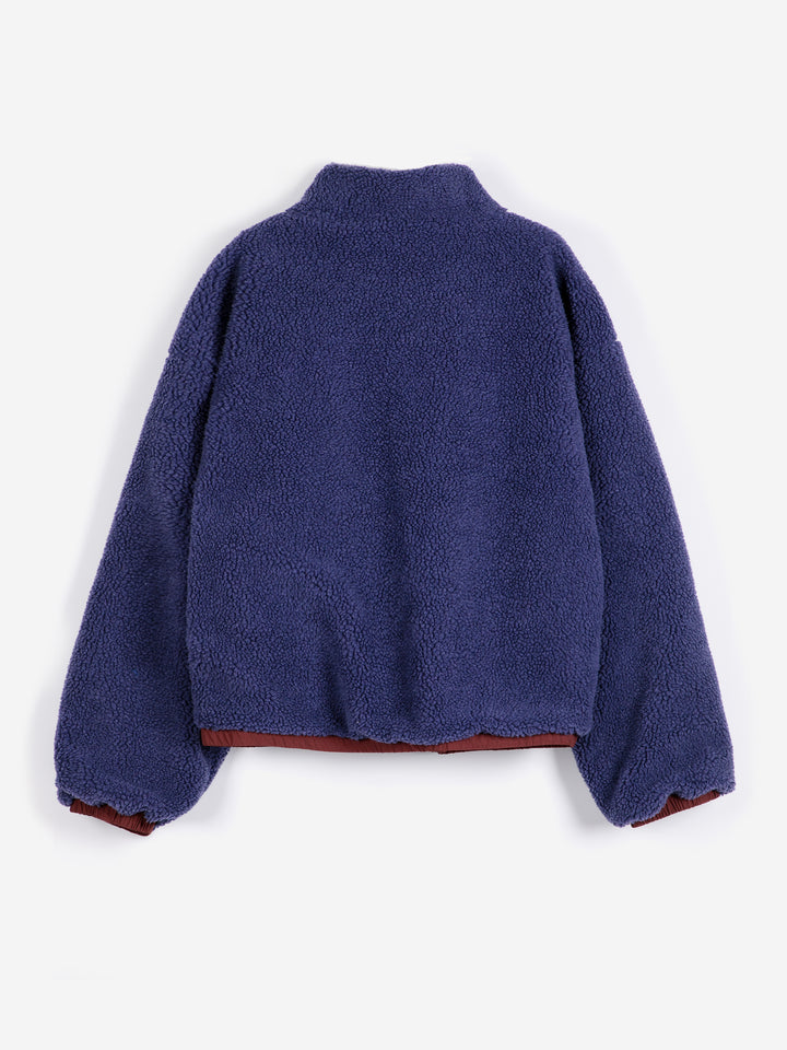 Color block nylon sherpa puffer