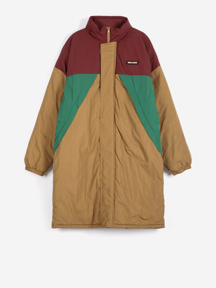 Oversize long color block puffer