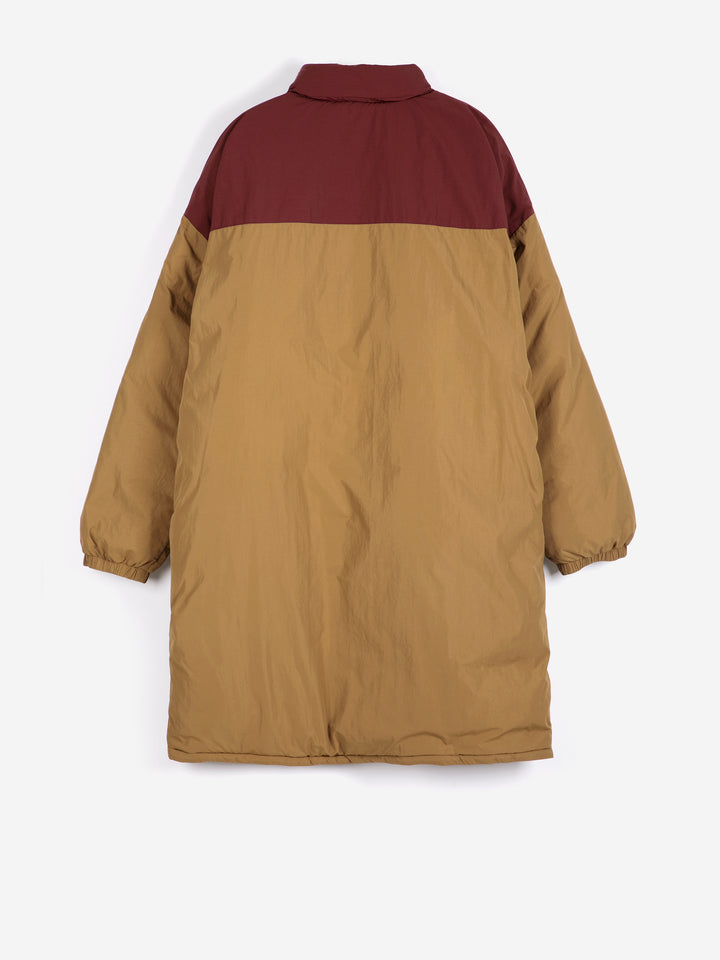 Oversize long color block puffer