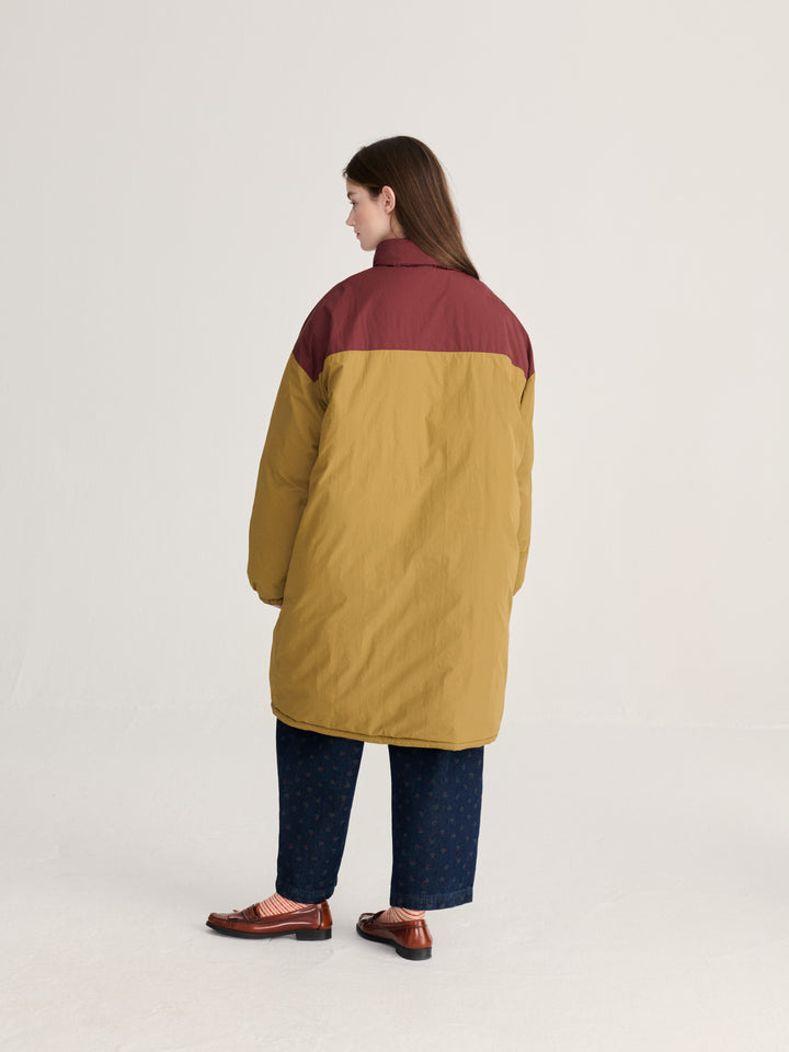 Oversize long color block puffer