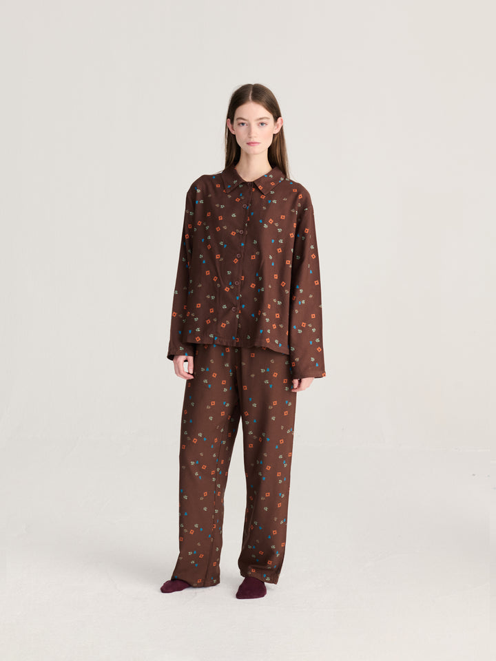 Blossom all over fluid flannel sleepwear set