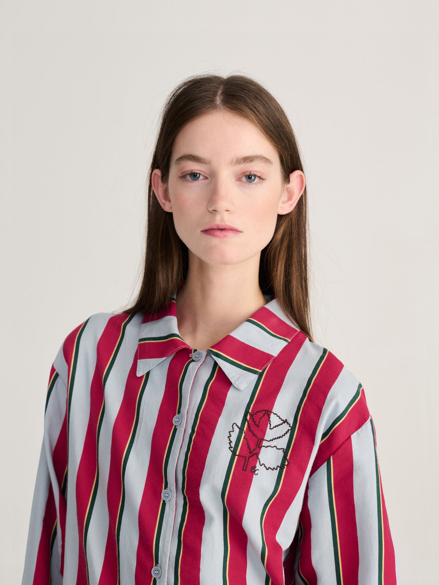 Striped all over fluid flannel sleepwear set