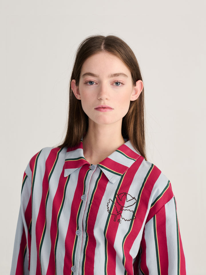 Striped all over fluid flannel sleepwear set
