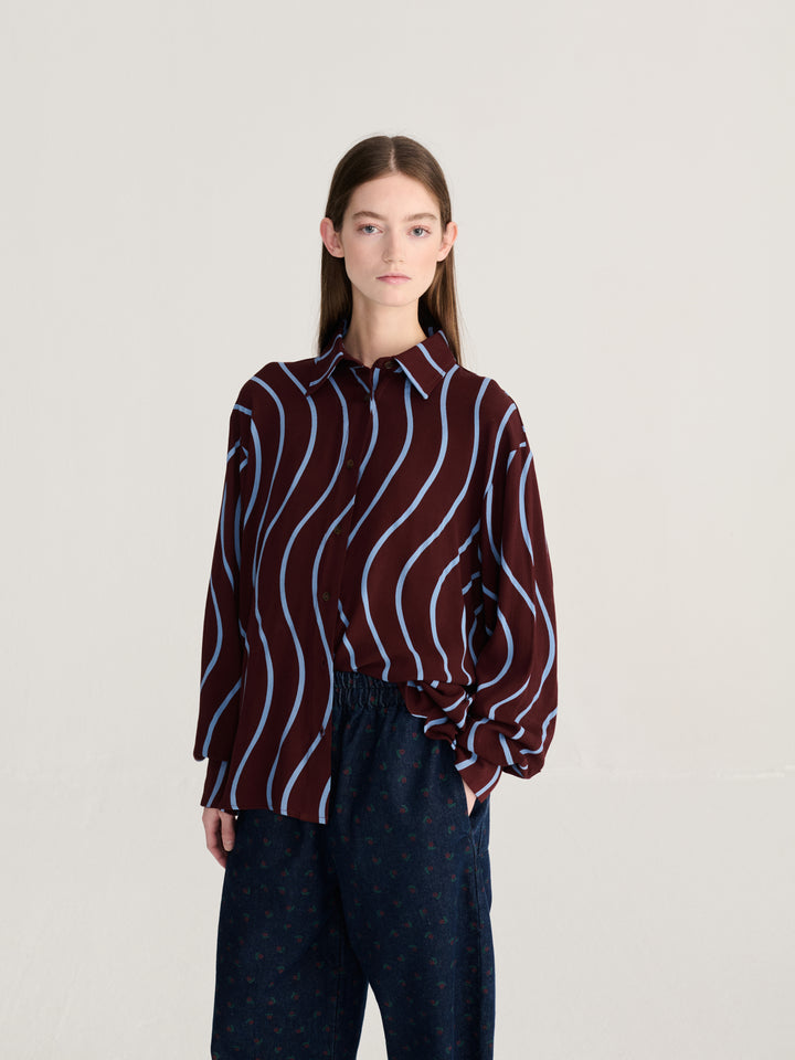 Psicodelic Stripes all over fluid shirt