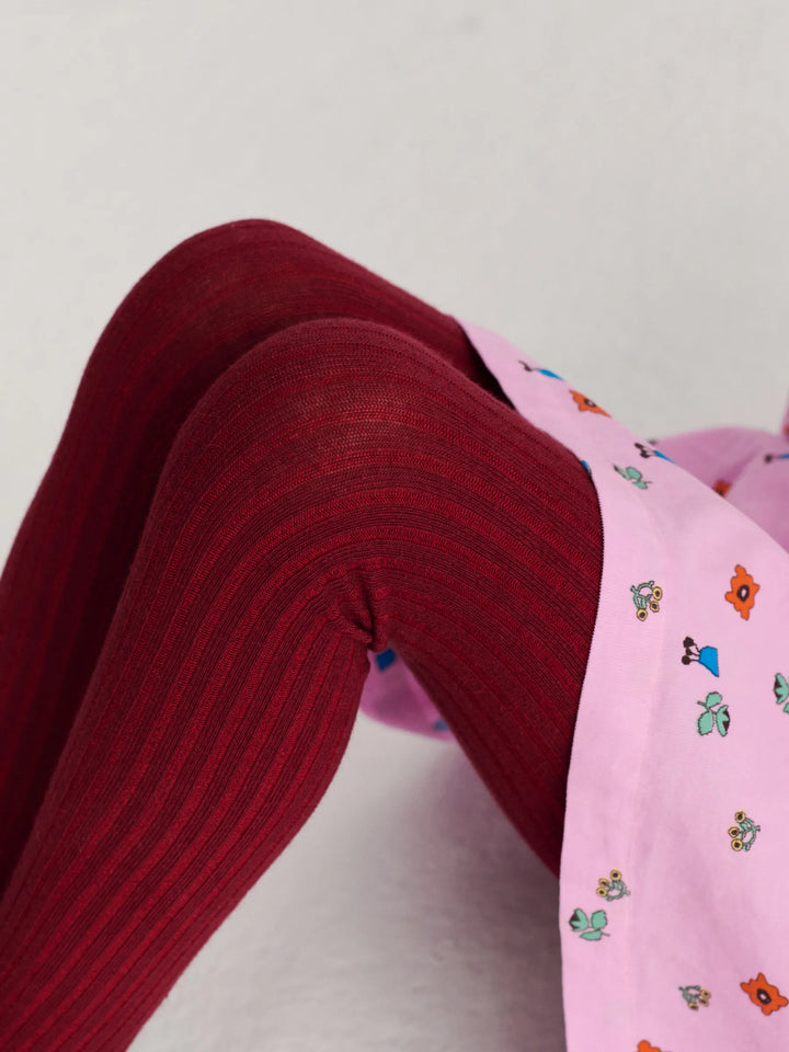 Bobo Choses 빨간색 리브드 타이츠