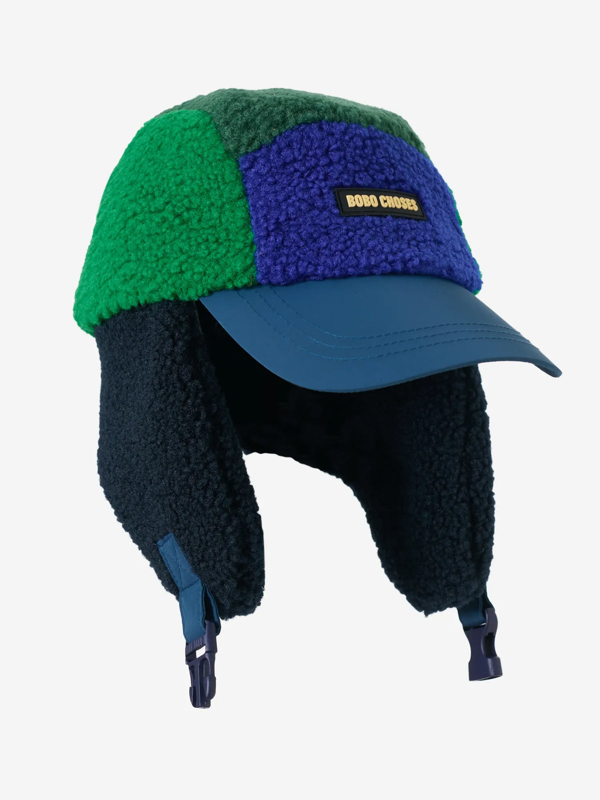 Bobo Choses 파란색 color block 양가죽 샤프카 모자