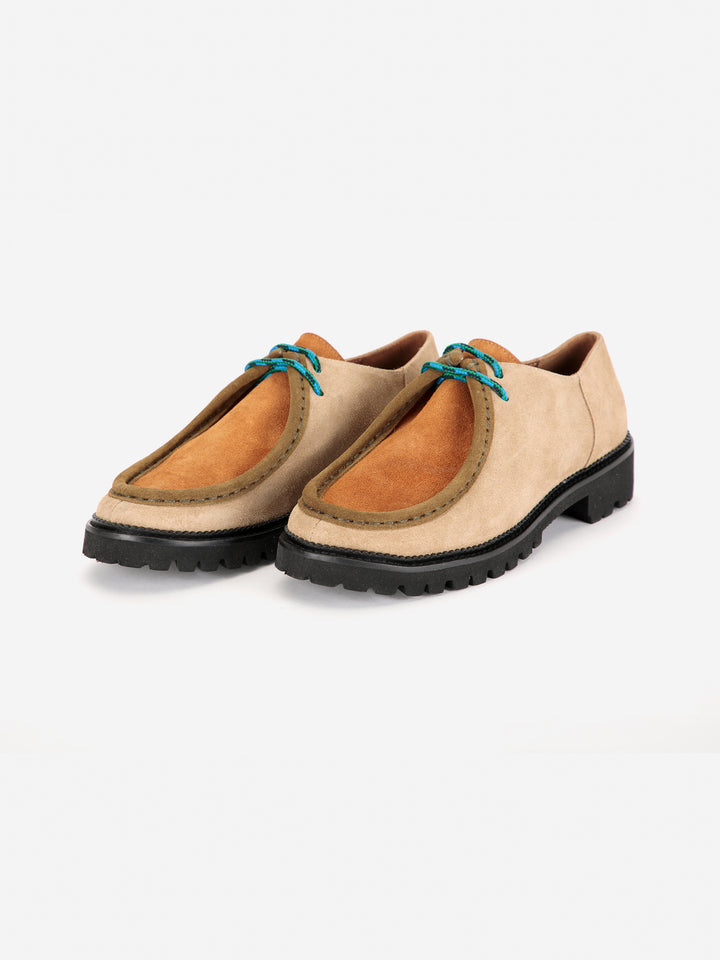 Color block suede wallabee shoes