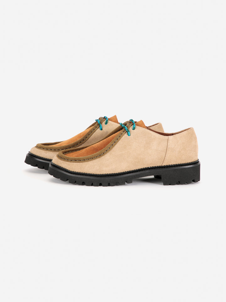 Color block suede wallabee shoes