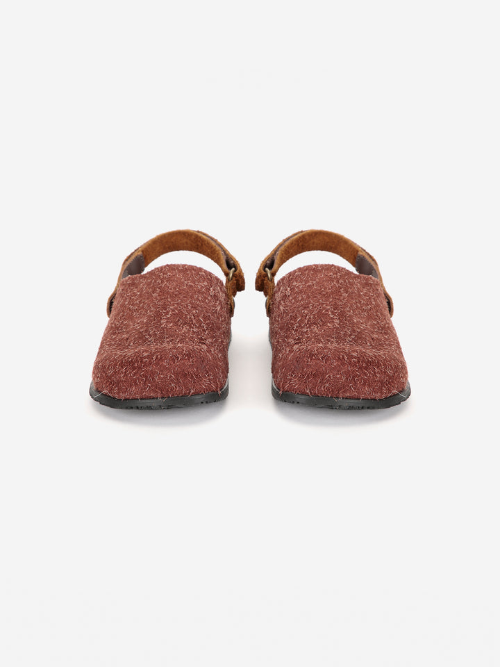 Garden furry leather clogs