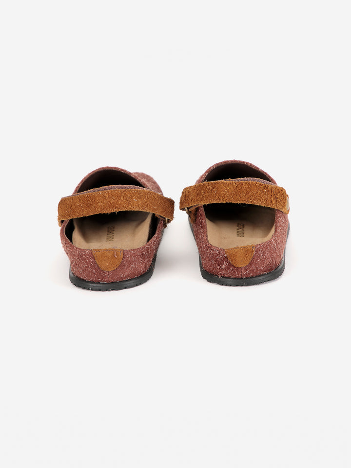 Garden furry leather clogs