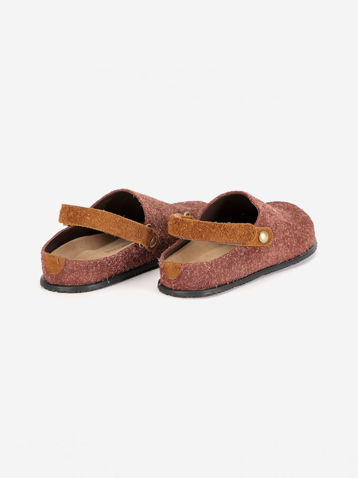 Garden furry leather clogs