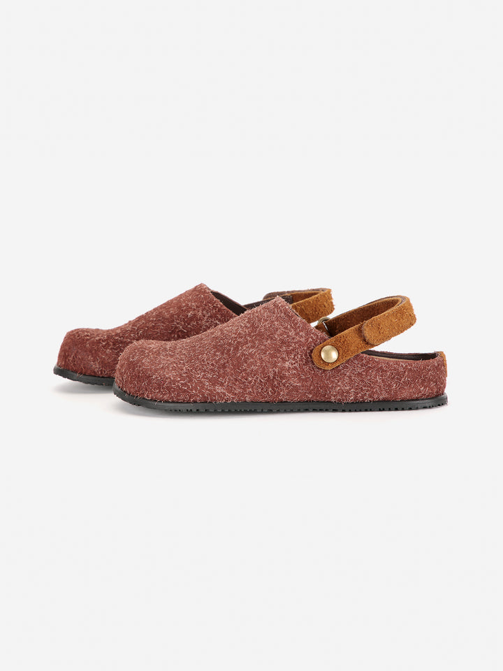 Garden furry leather clogs