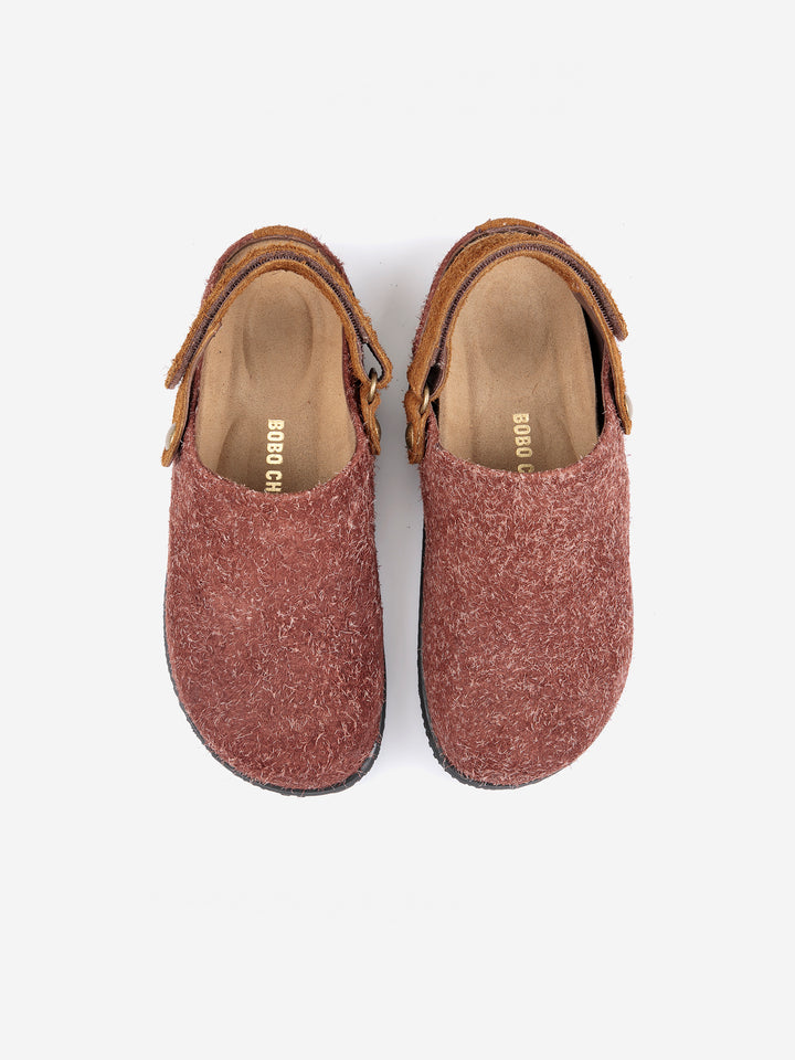 Garden furry leather clogs