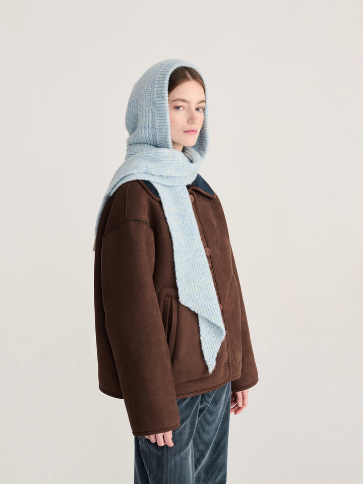 Knitted hooded scarf