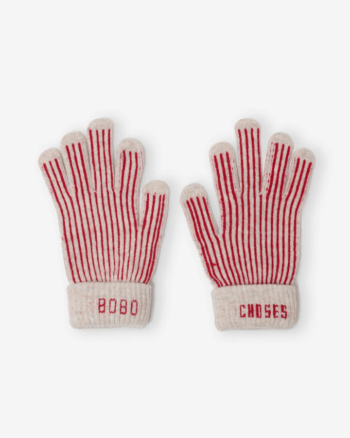 Merino wool stripes knitted gloves