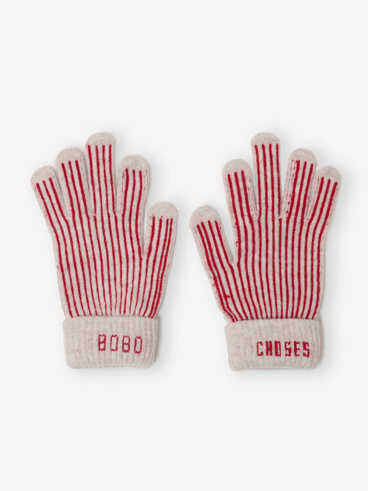 Merino wool stripes knitted gloves