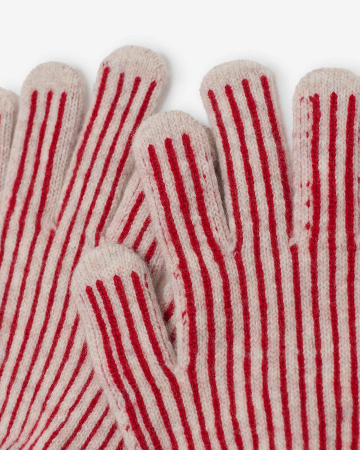 Merino wool stripes knitted gloves