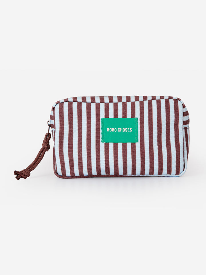 Striped canvas pouch