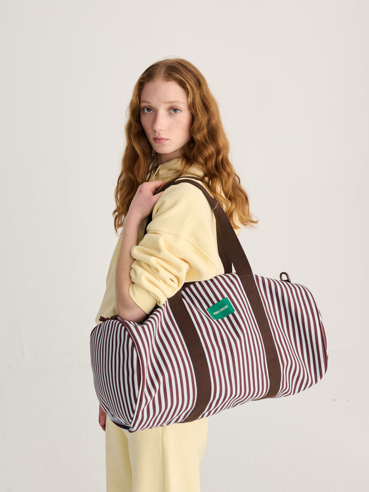 Striped canvas gym bag