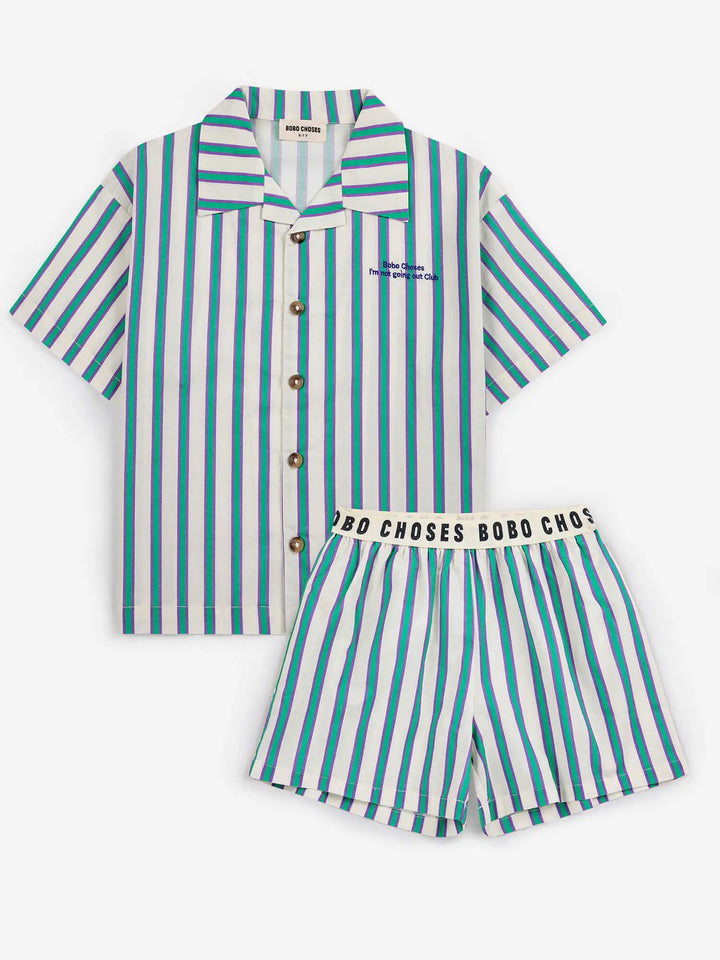 Green Stripes loungewear woven set