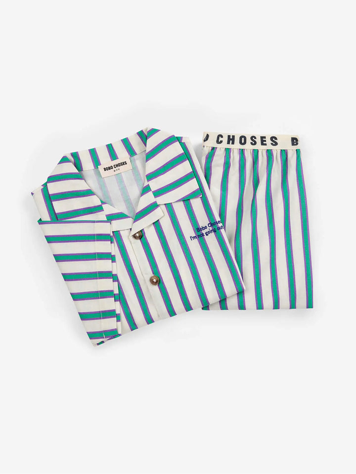 Green Stripes loungewear woven set