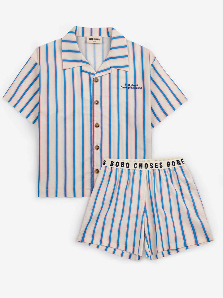 Gewebtes Loungewear Set Blue Stripes