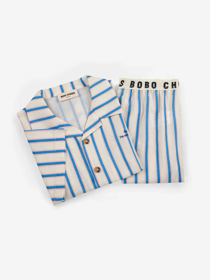 Gewebtes Loungewear Set Blue Stripes