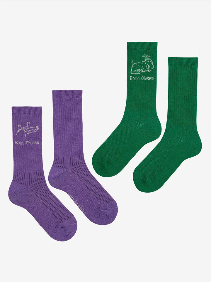 Lady Dog & Reading Crocodile long socks pack