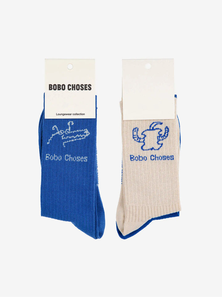 Happy Worm & Reading crocodile long socks pack