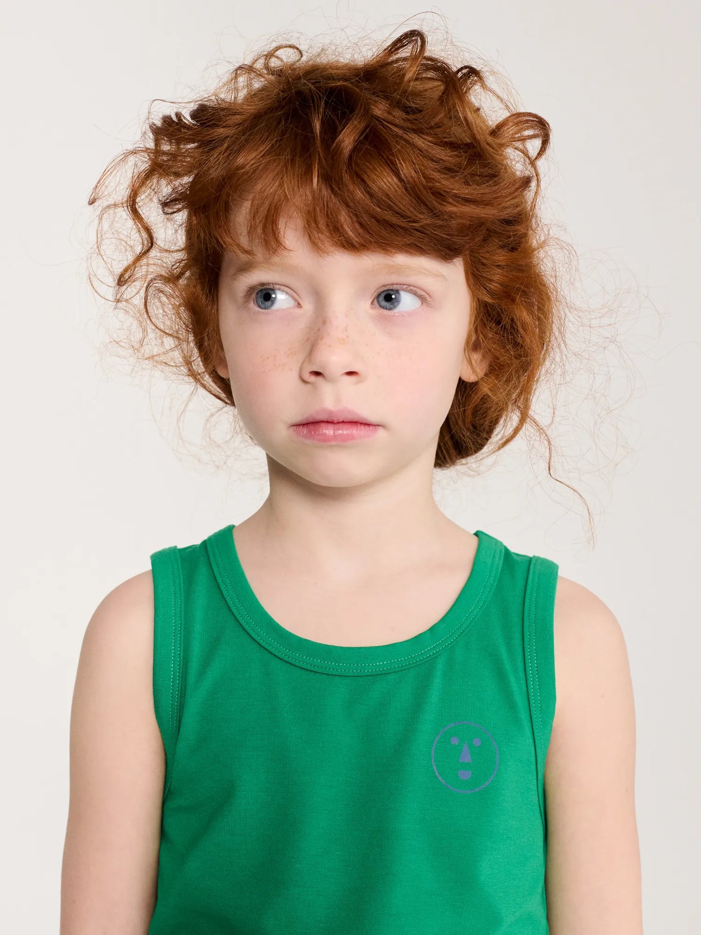 Have Fun Face 초록색 탱크탑