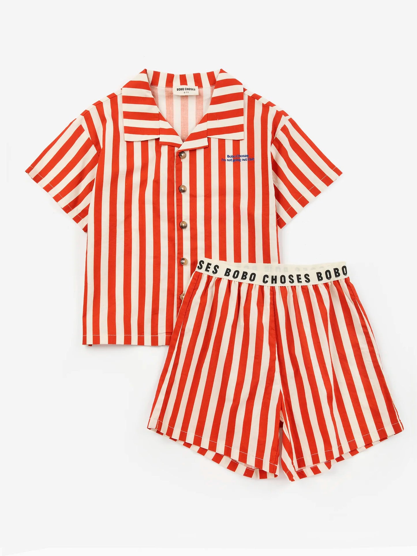 Red Bold Stripe 실내복 우븐 세트