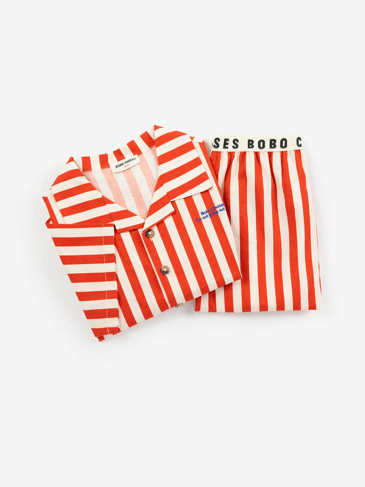 Red Bold Stripe loungewear woven set