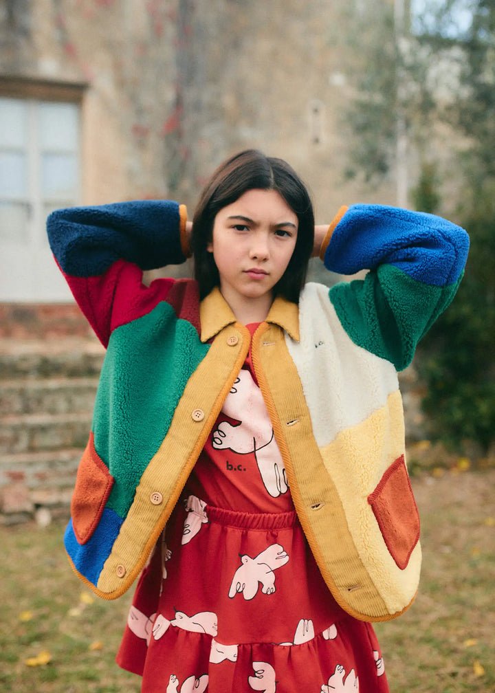 Color Block sheepskin jacket