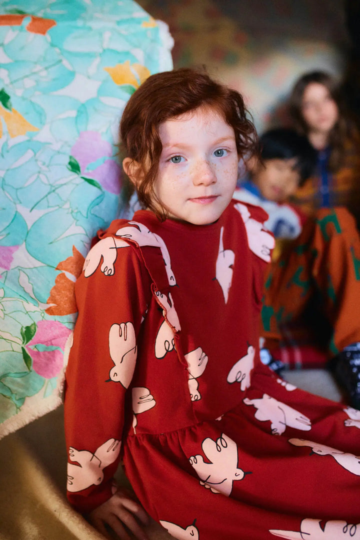 Vestit amb volant estampat Freedom Bird