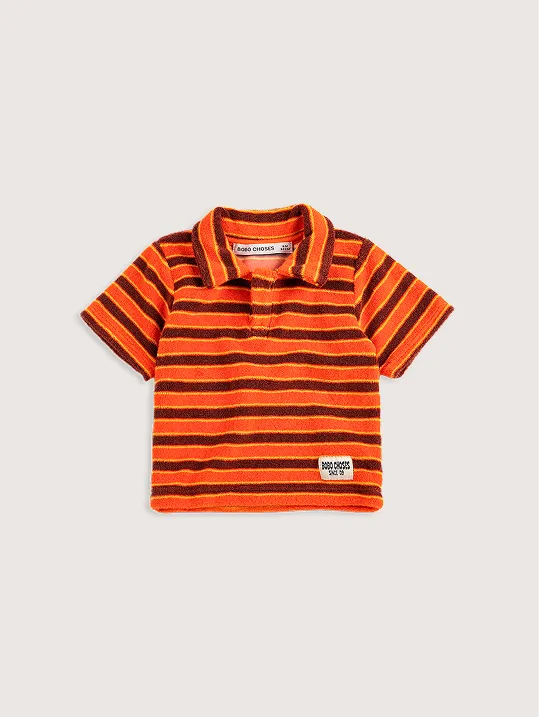 Striped brick terry cloth polo