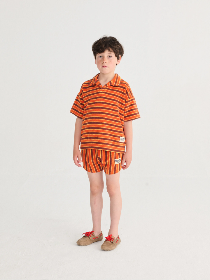 Striped Brick terry cloth polo