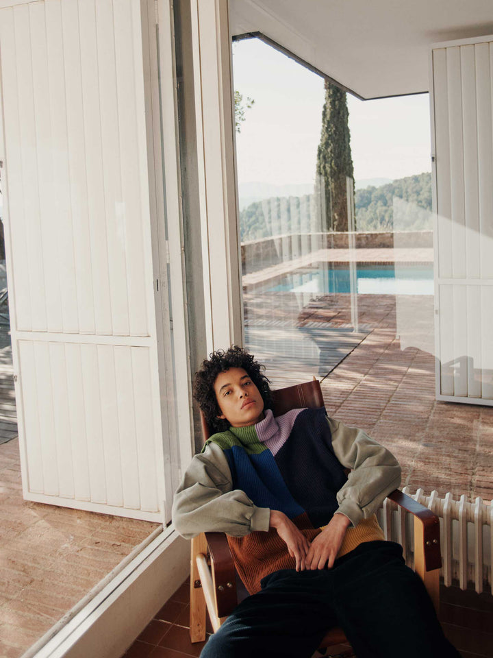 Chaleco intarsia bloques de color