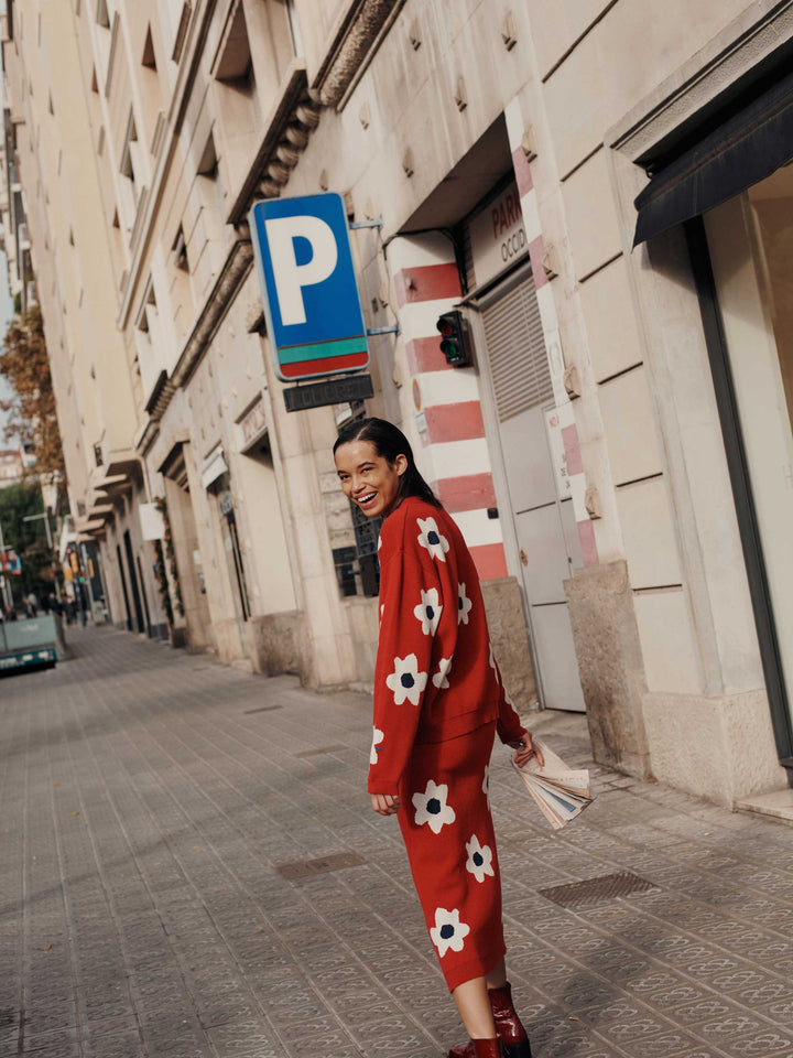 Jersei jacquard flors