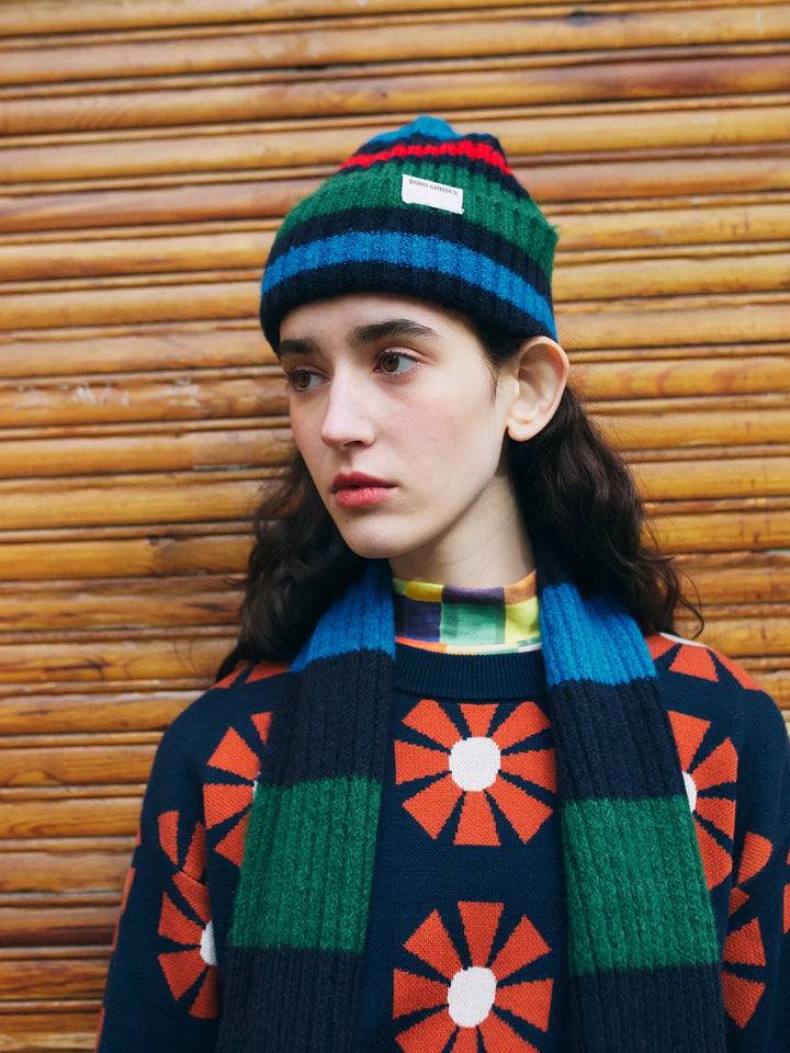 Striped knitted beanie