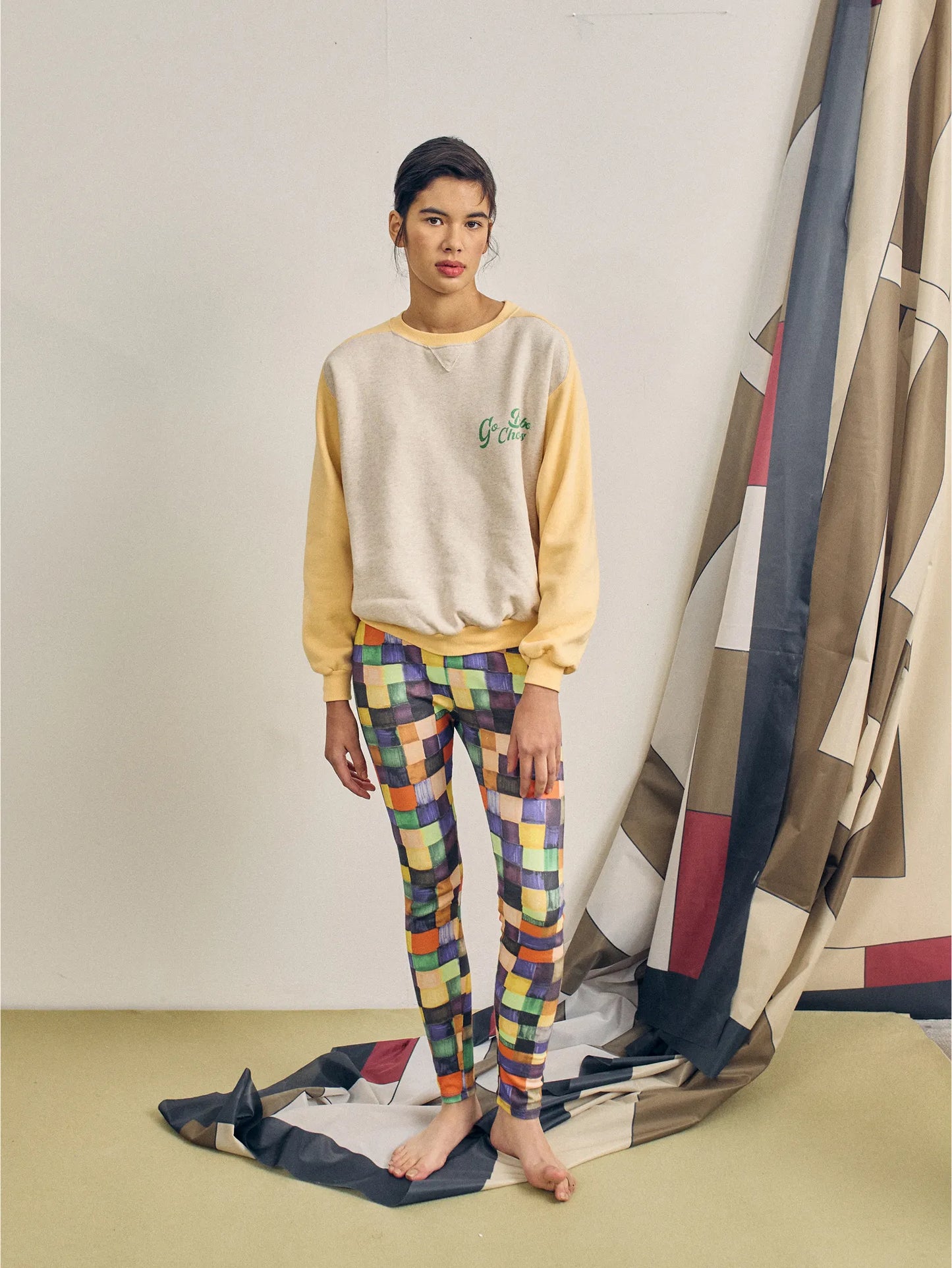 Legging en coton motif Rainbow Plaid